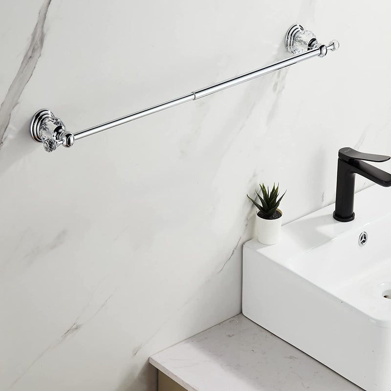 BATHSIR Crystal Towel Bar 24 Inch, Chrome Bathroom Towel Rack, Hand Towel Holder Wall Mounted - Image 3